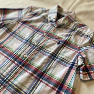 Boy Ralph Lauren short sleeve button down shirt. White shirt with colorful plaid